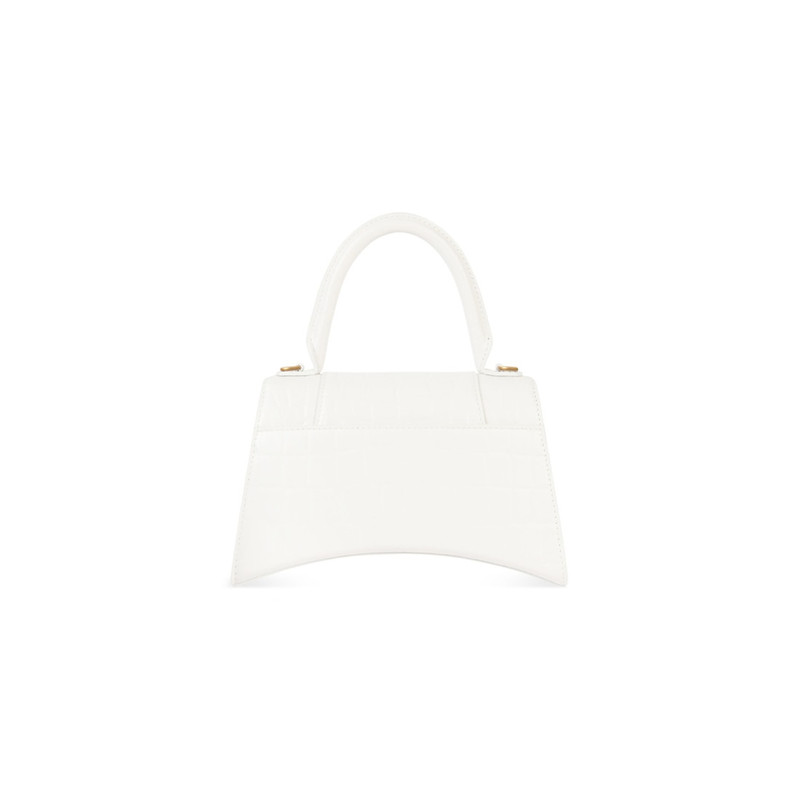 BALENCIAGA Women's Hourglass Small Handbag Crocodile Embossed in White outlook