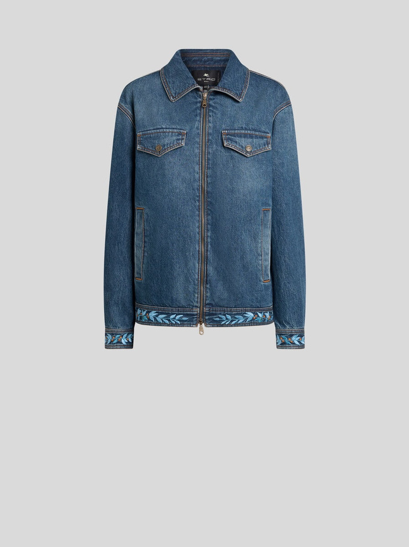 DENIM JACKET WITH EMBROIDERY AND ZIP 1