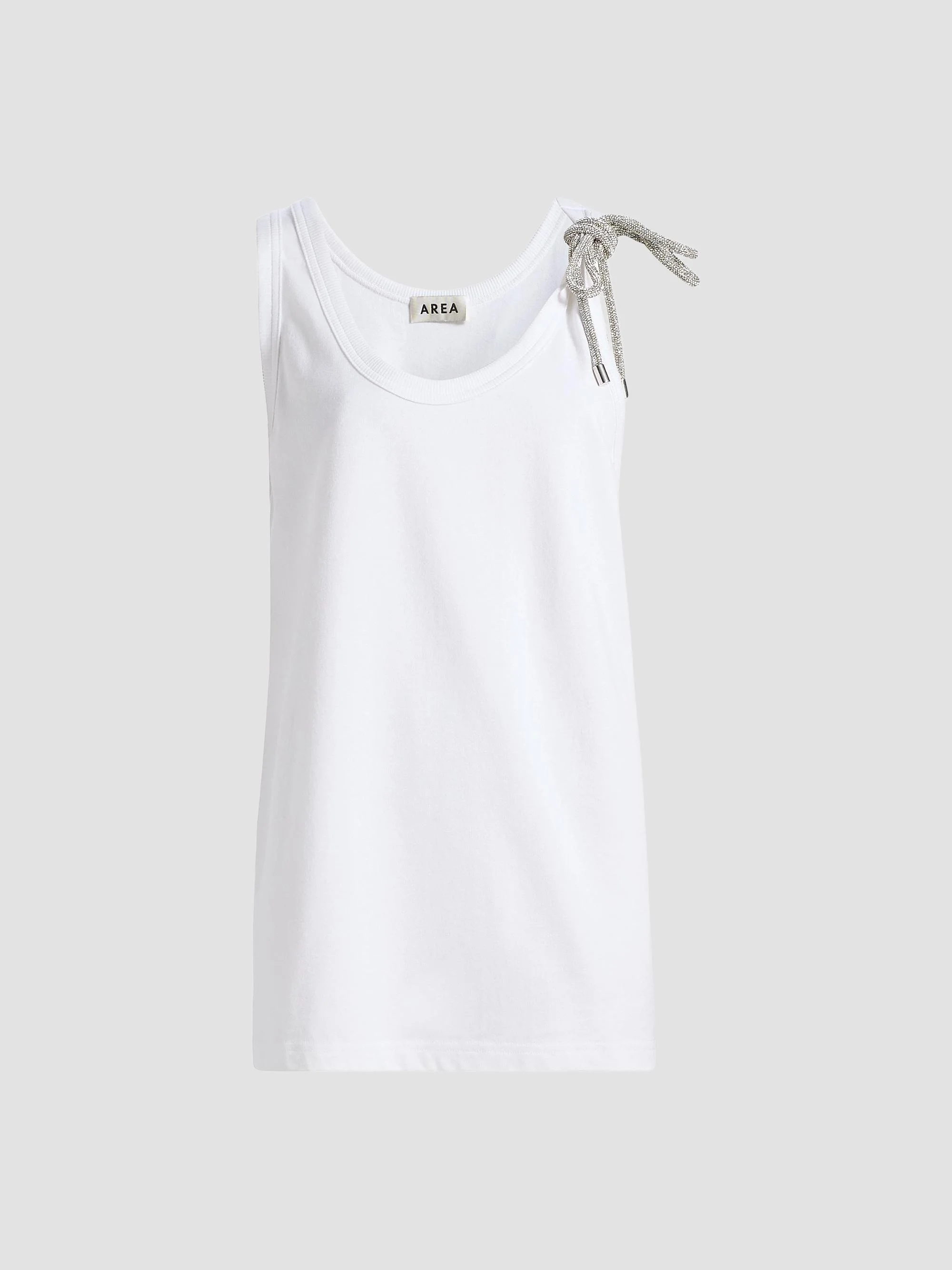 Women's Crystal Knot Jersey Scoopneck Tank - White - 1
