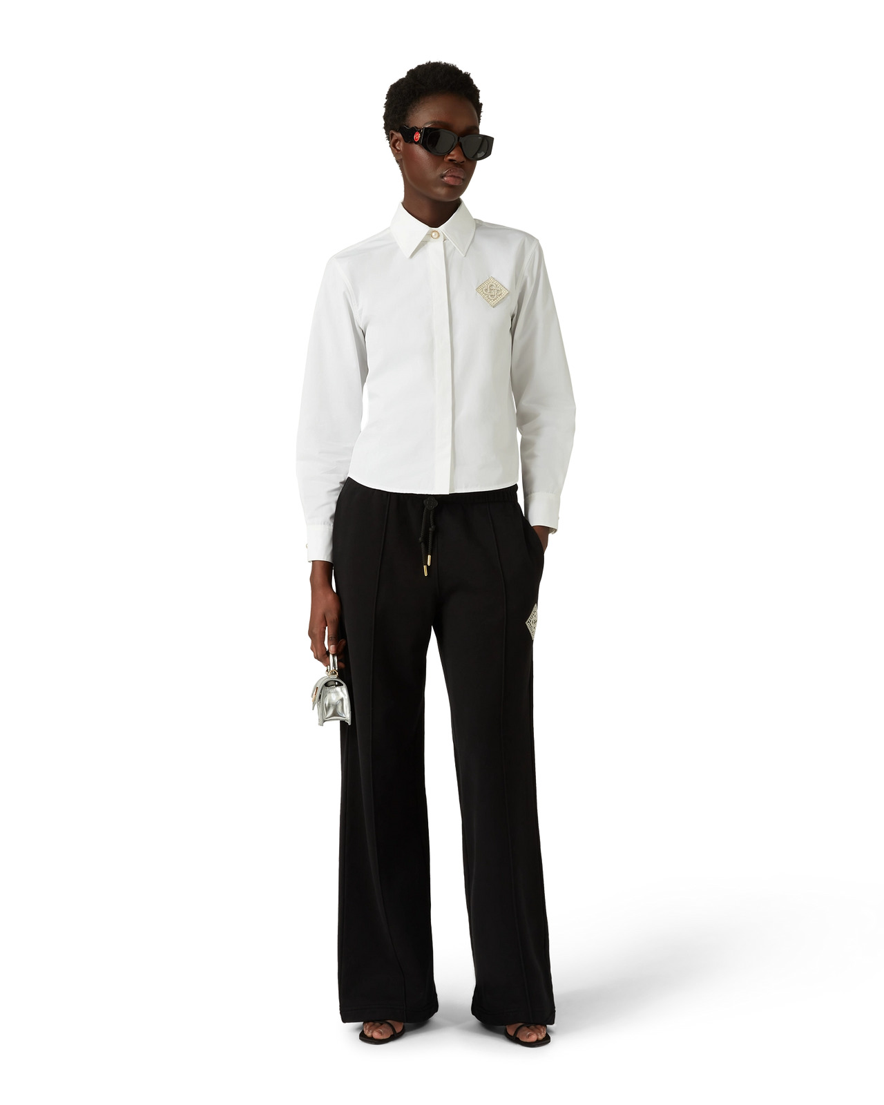 Pearl Diamond Patch Cotton Shirt | Casablanca Paris - 2