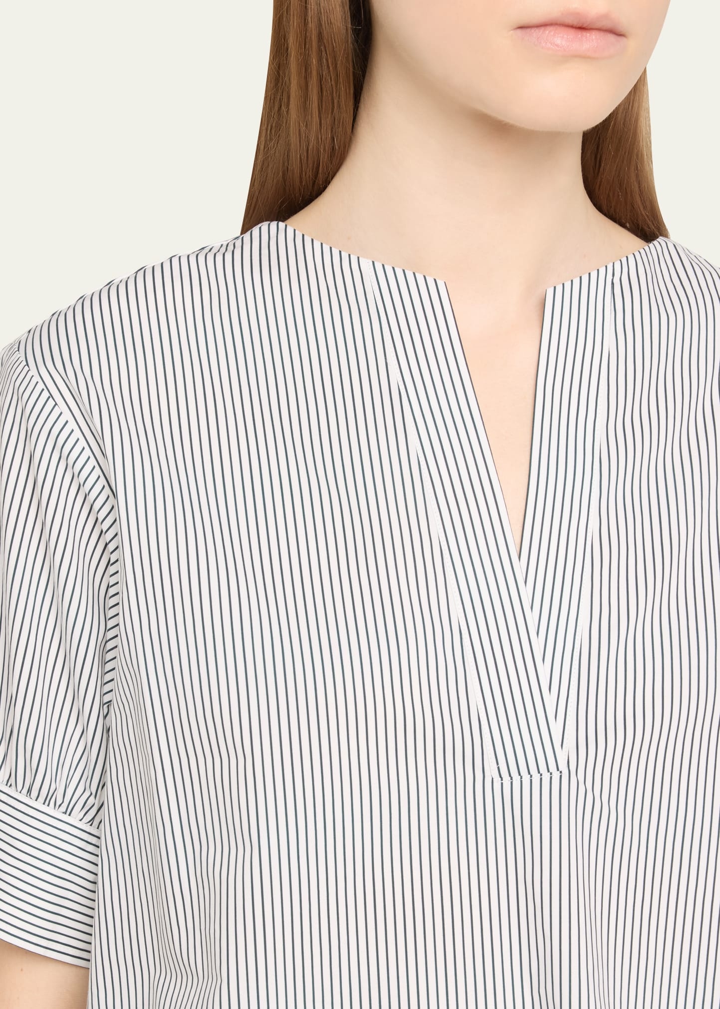 Striped V-Neck Popover Top - 5