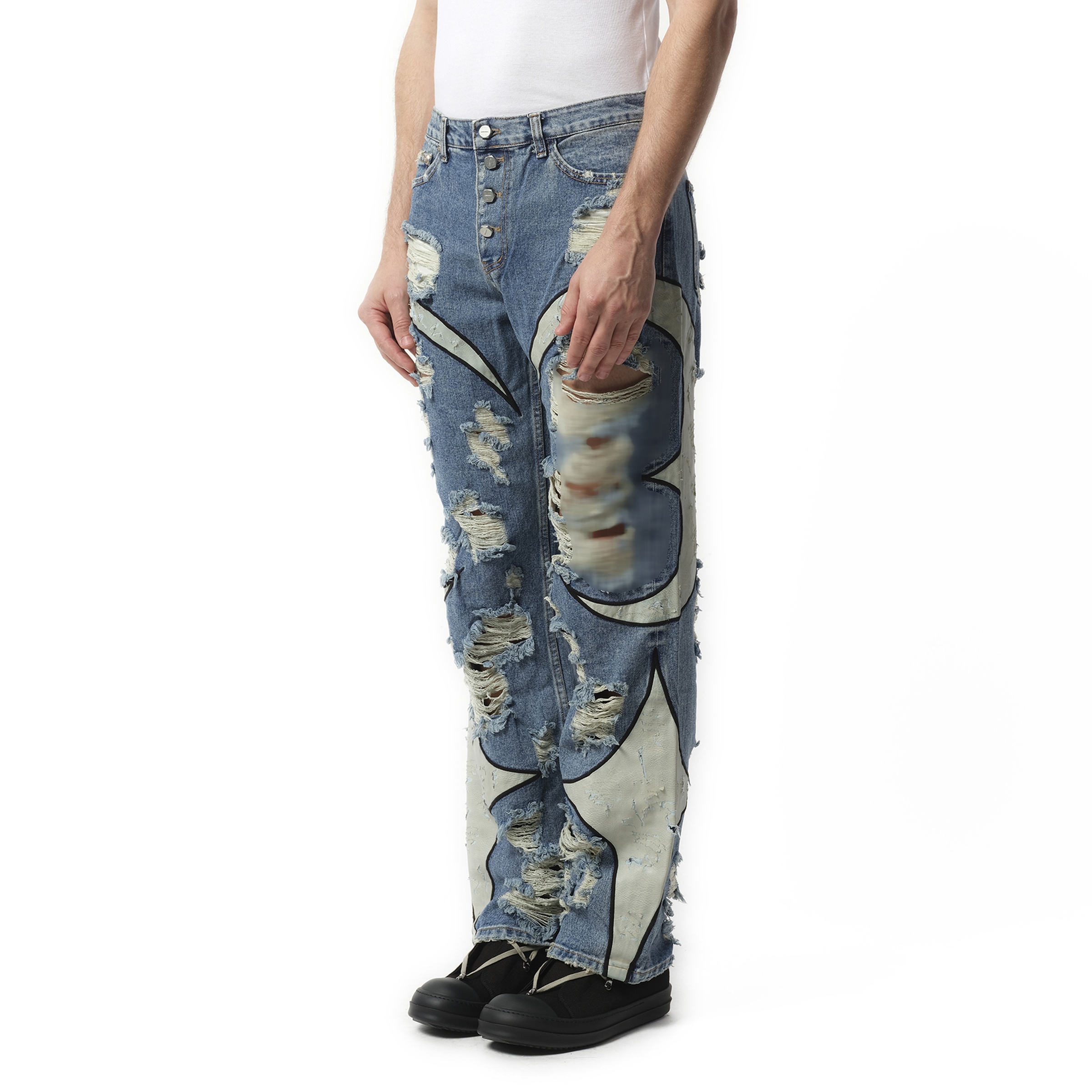 TC Leather Washing Denim Pants War Ver in Blue - 5