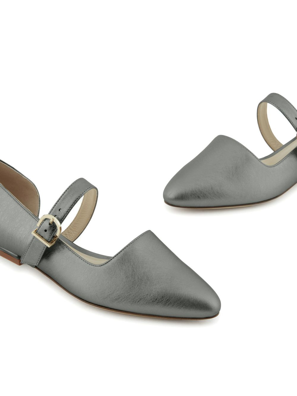 lamé-effect leather ballerina shoes - 5