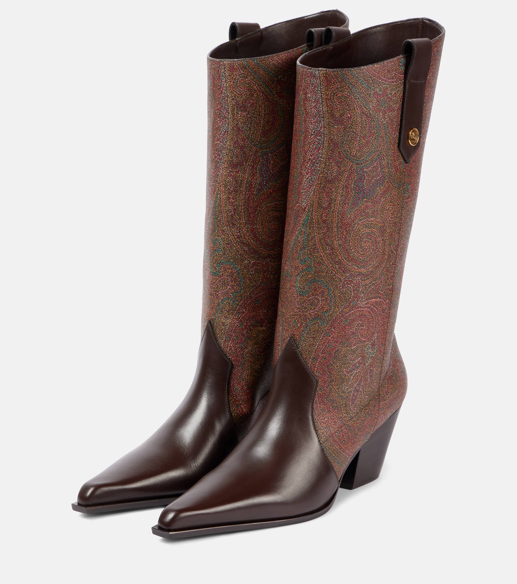 Paisley jacquard knee-high boots - 4