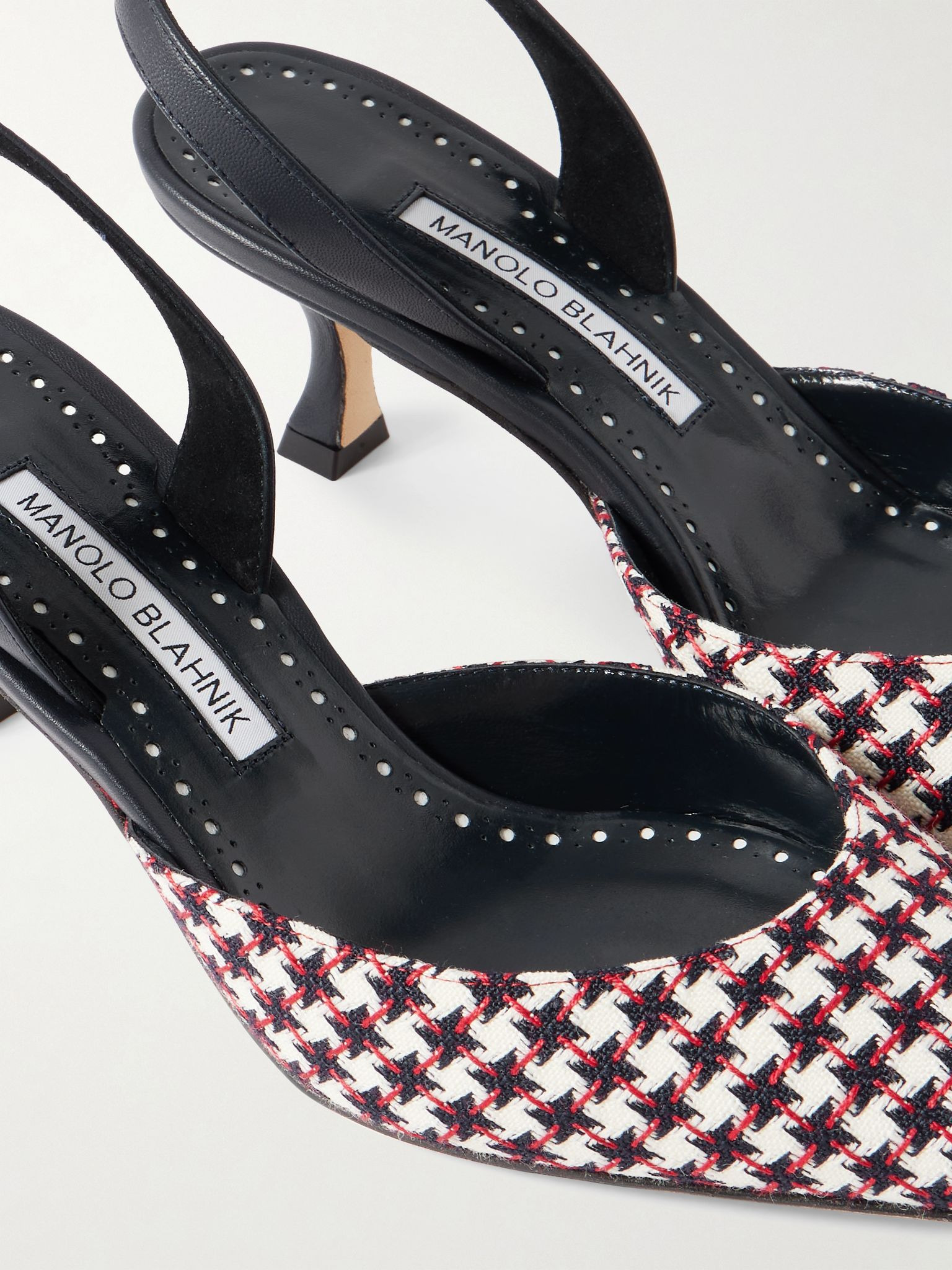 Carolyne 50 houndstooth wool-tweed slingback pumps White - 4