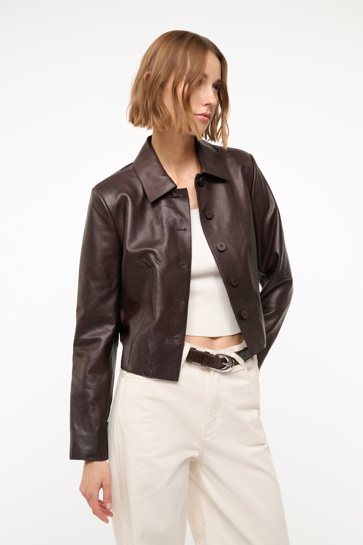 STAUD LEATHER MARINO JACKET TIRAMISU - 3