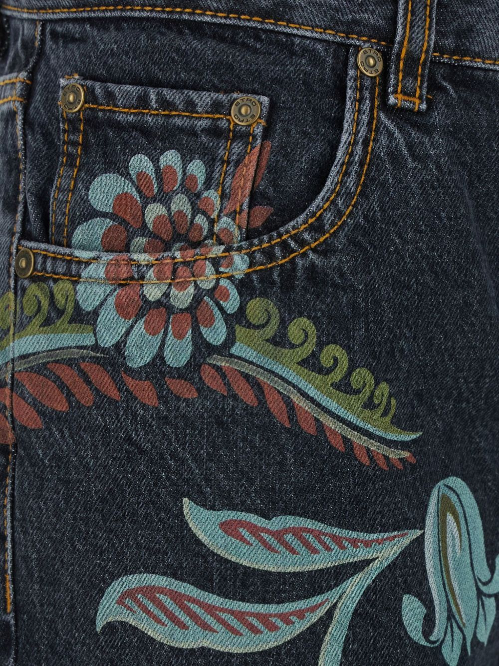 floral print straigh-leg jeans - 3
