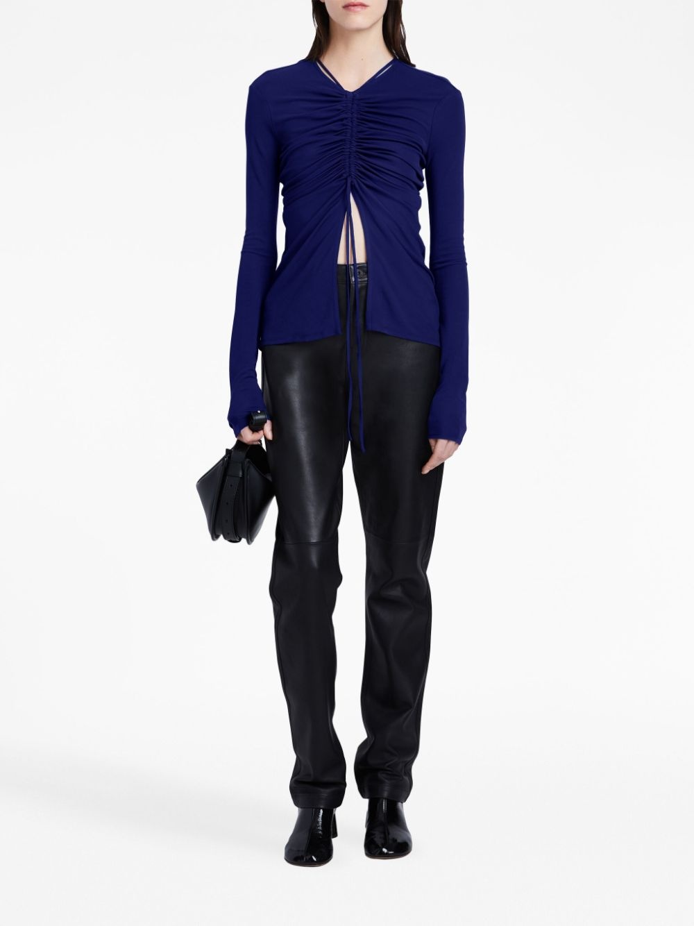 gathered-detail long-sleeve top - 2