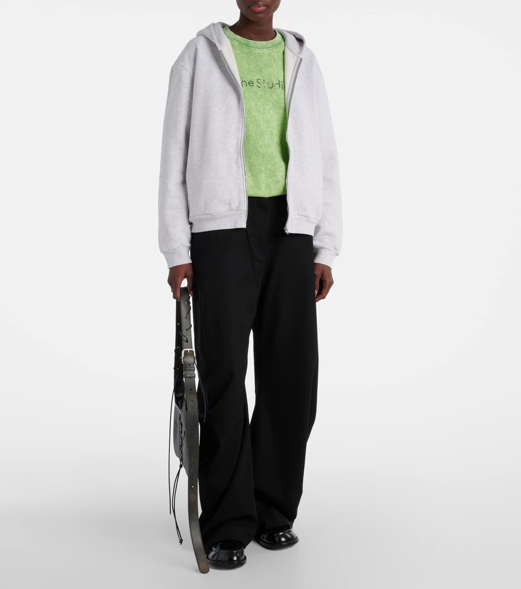 Cotton jersey zip-up hoodie - 2
