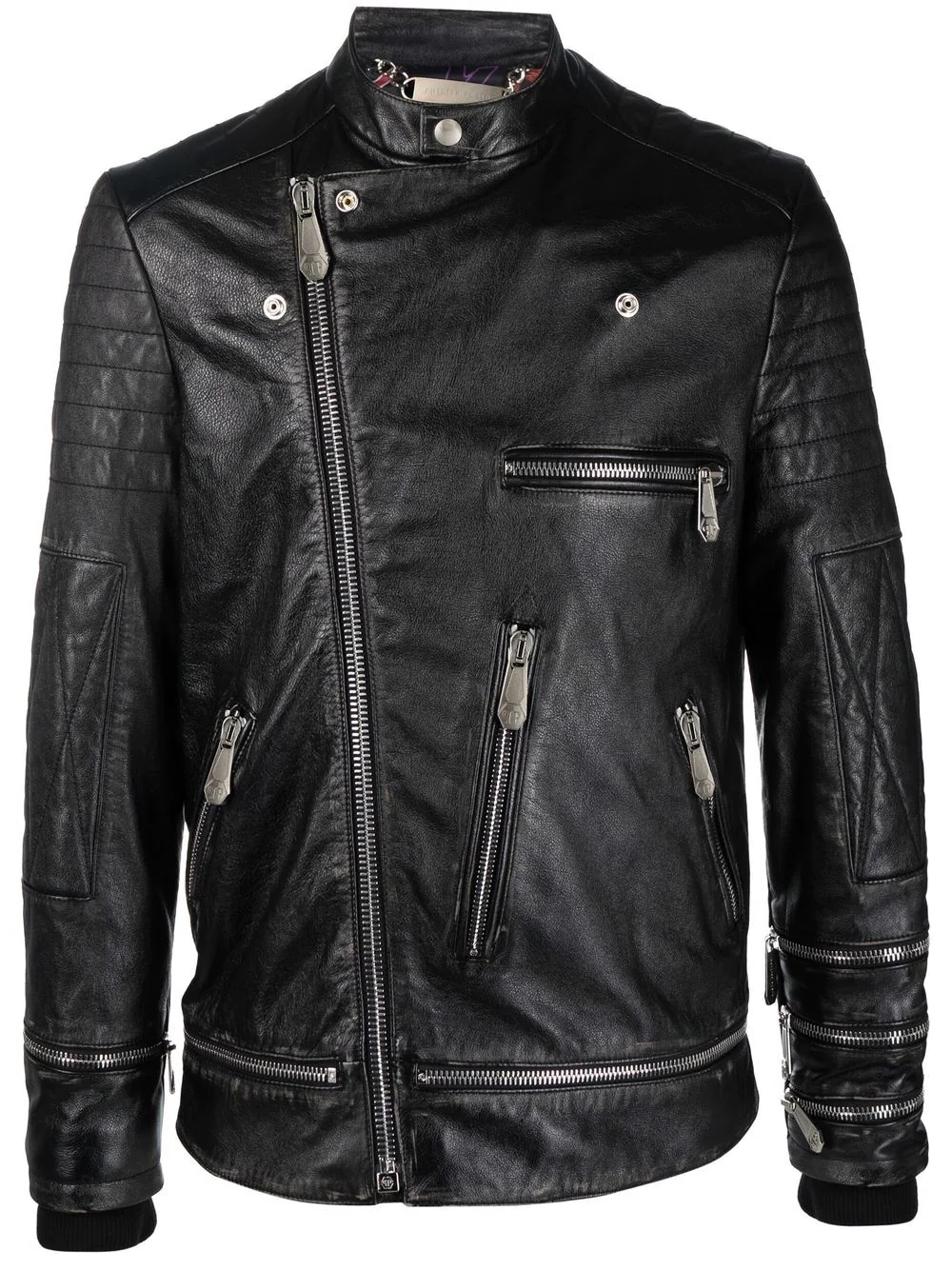 Iconic Plein leather biker jacket - 1