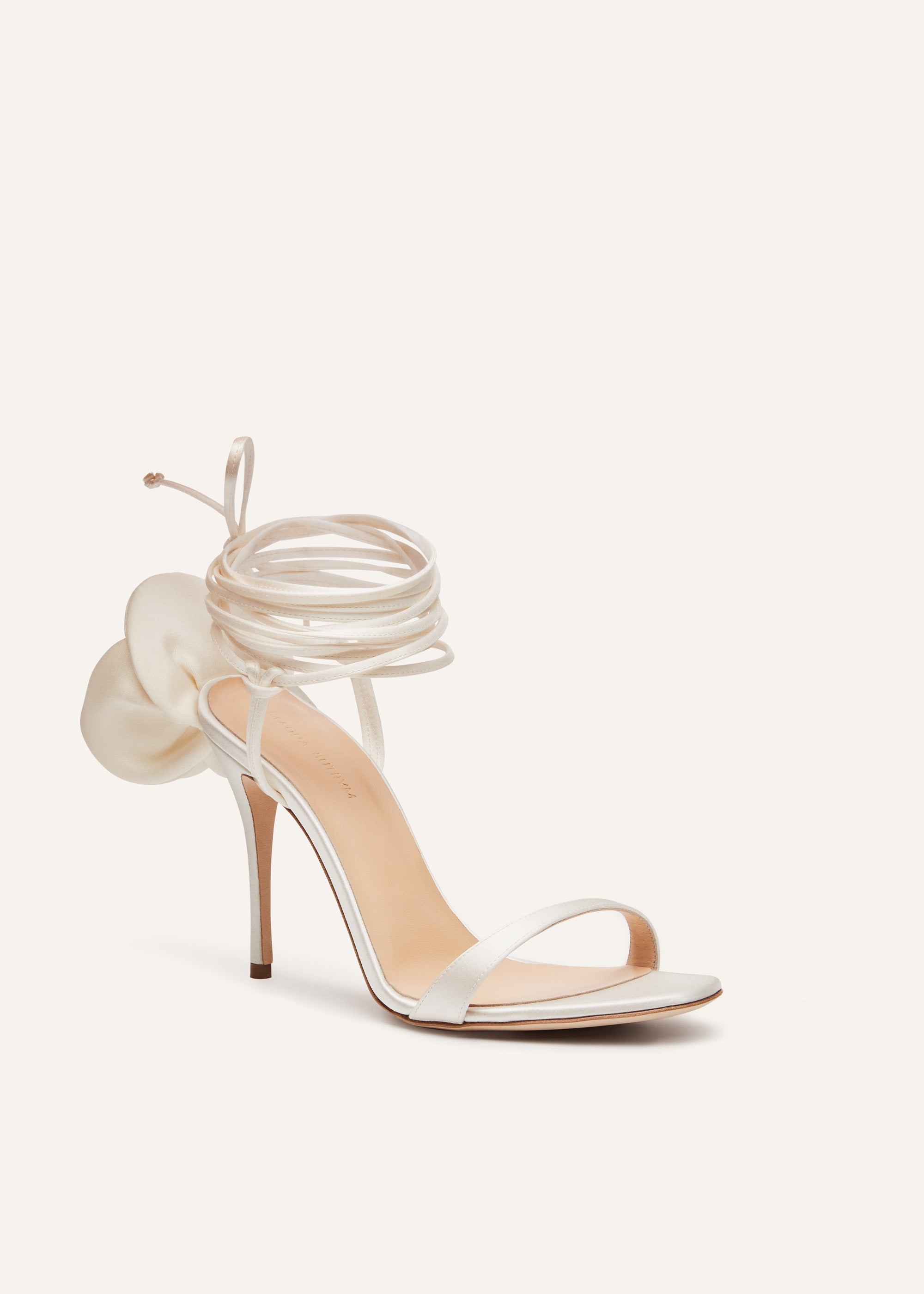 Double flower heel sandals in ivory - 4
