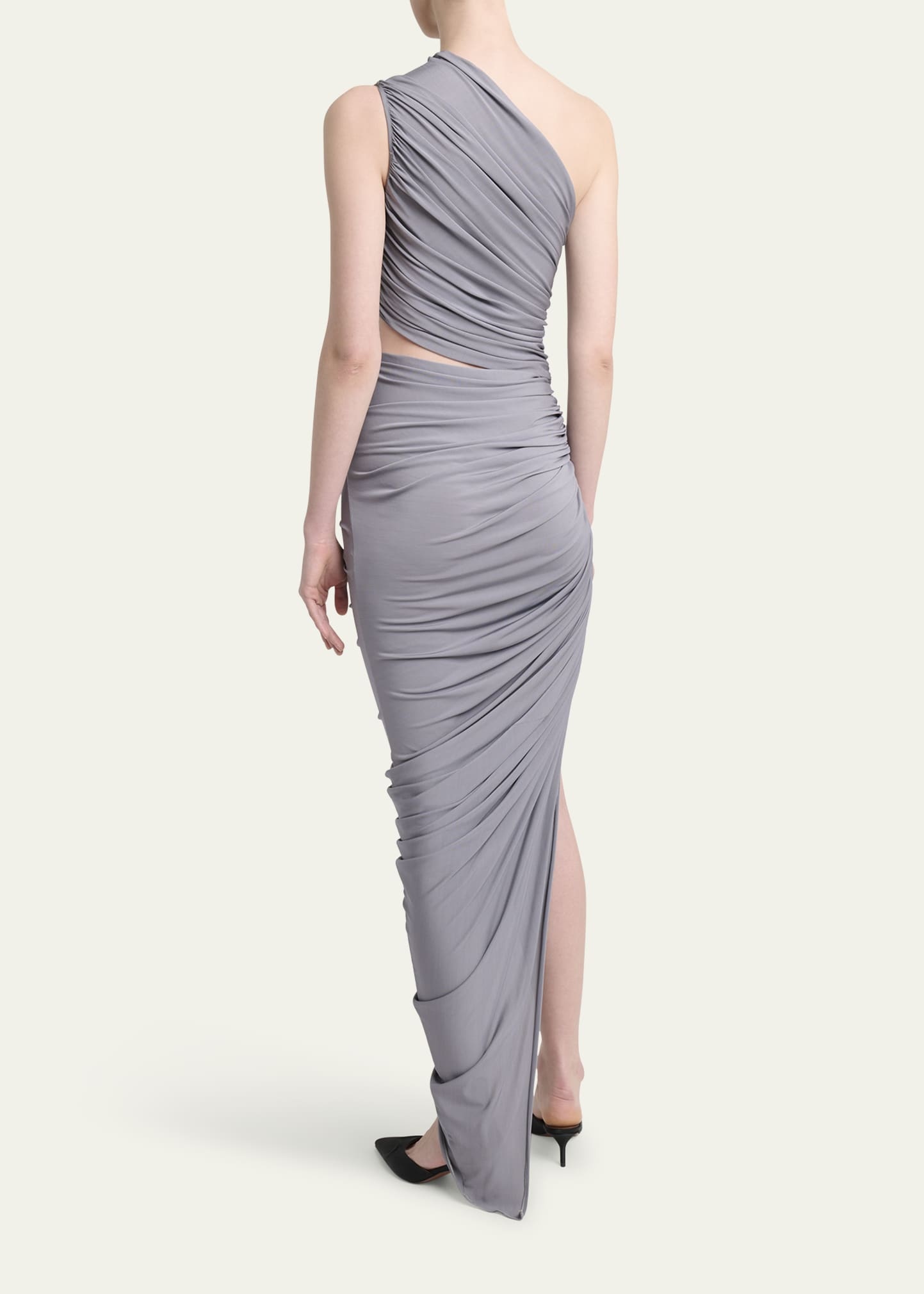 Asymmetric Ruched Cutout Midi Dress - 3