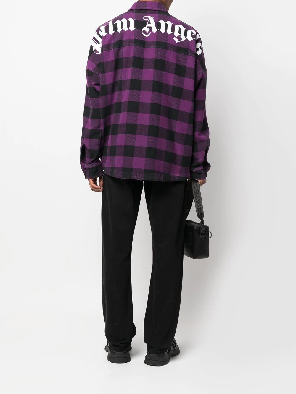 logo-print checked shirt - 2