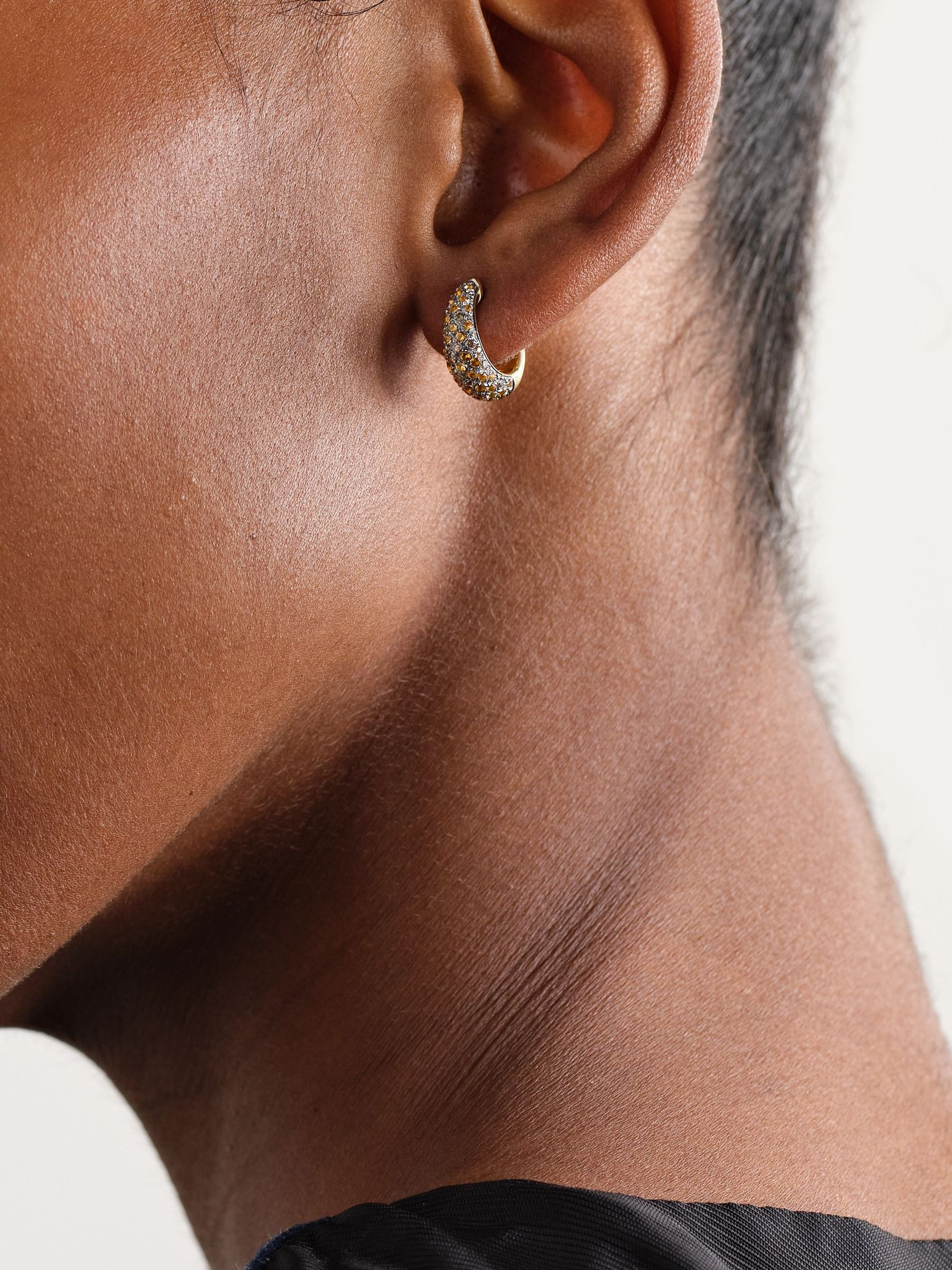 Python 9-karat gold, diamond and citrine hoop earrings Gold - 2