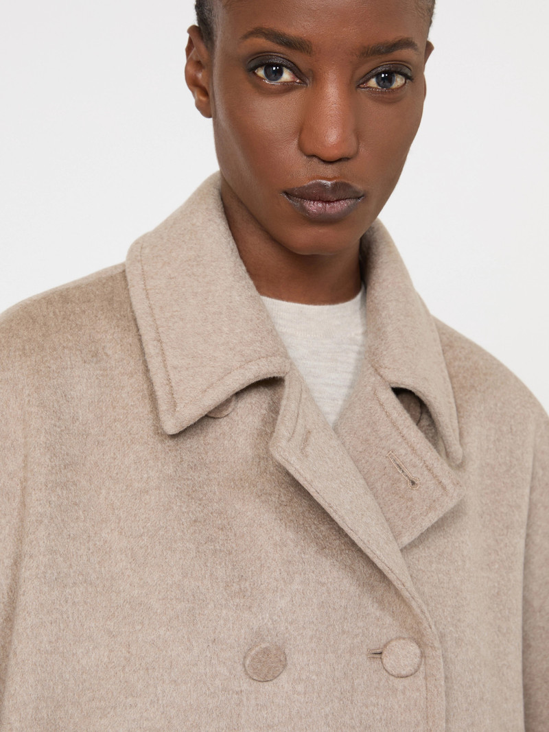 FARAONE Lightweight cashmere broadcloth cape - TAWNY BRONZE BROWN 7