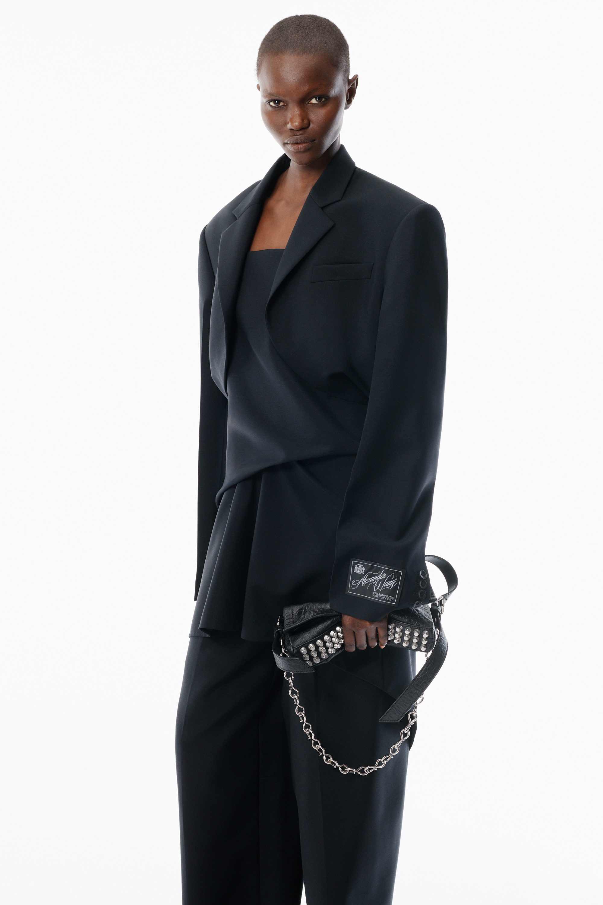 Black Wool Mohair Draped Jacket - 3