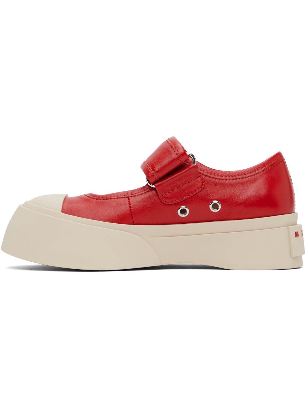 Red Leather Mary Jane Sneakers - 3