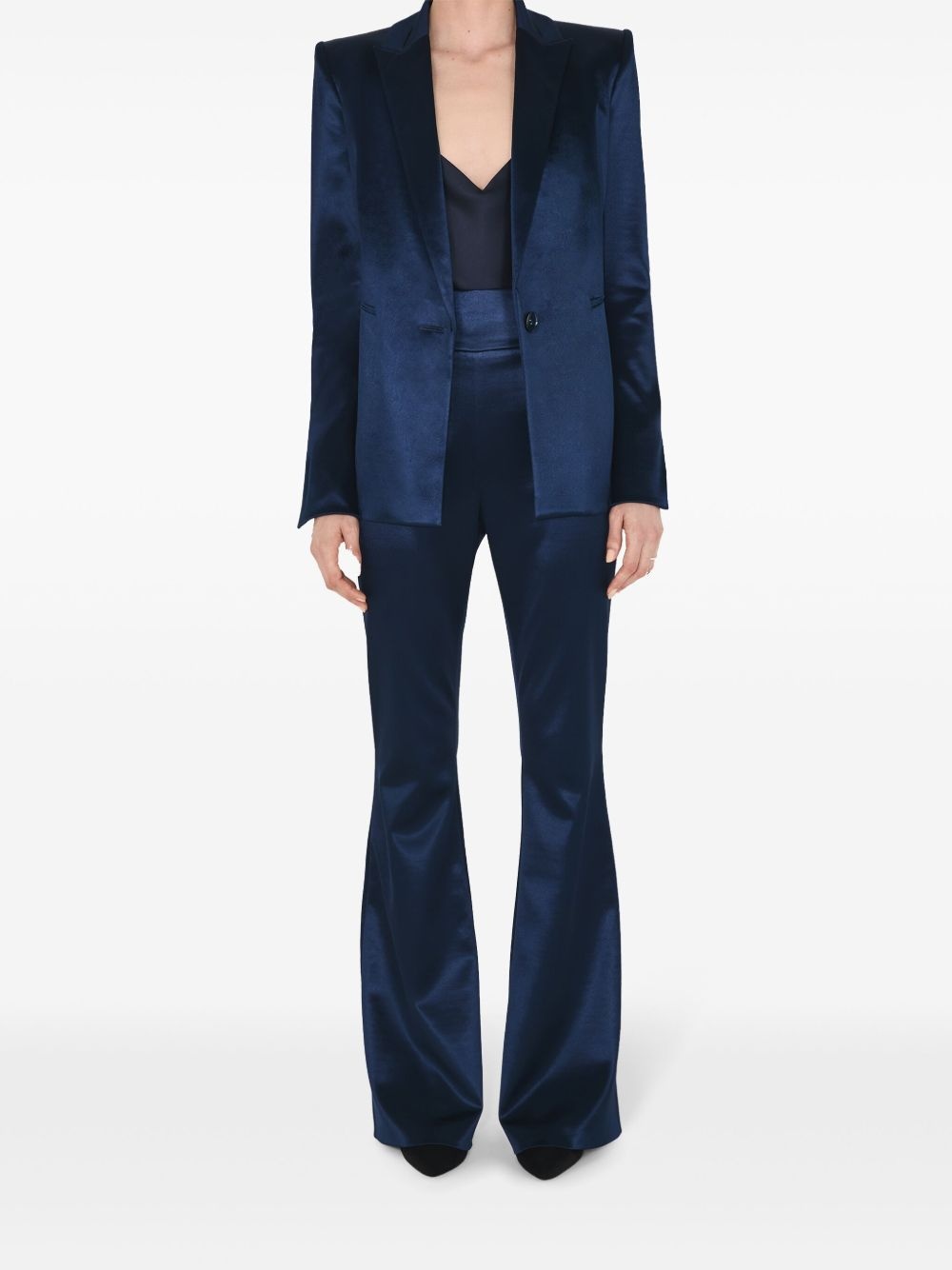 Sculpted single-breasted satin blazer - 2