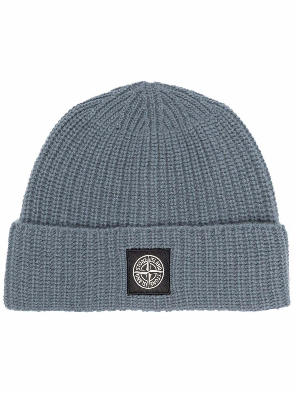 logo-patch knitted beanie - 1