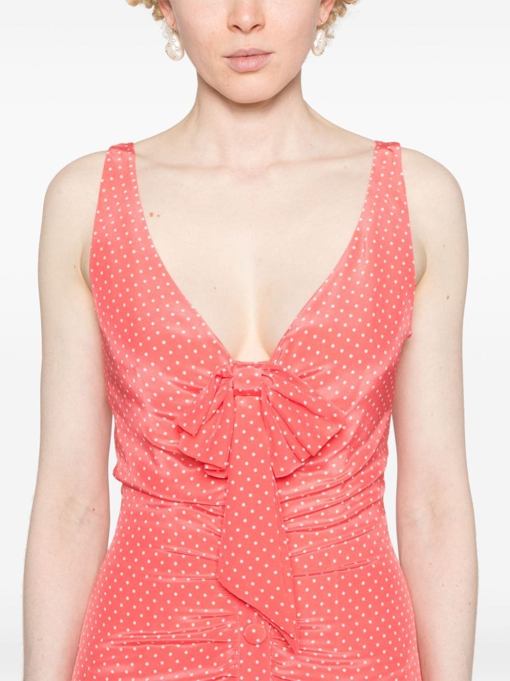 polka dot silk midi dress - 5