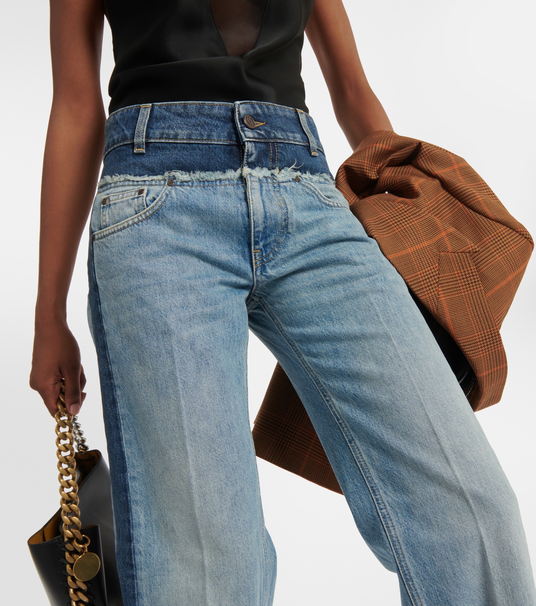 Paneled high-rise wide-leg jeans - 4