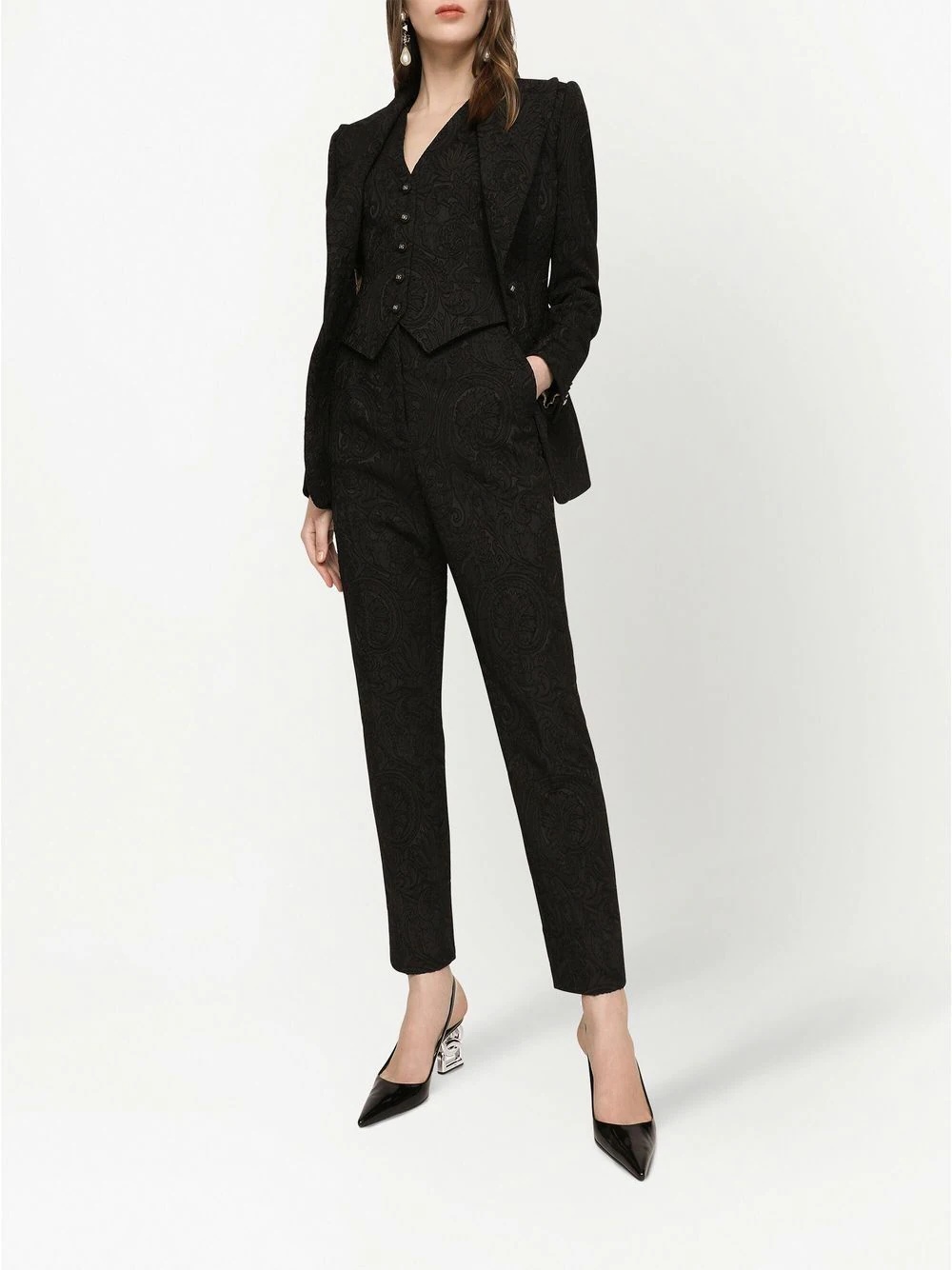 brocade-pattern single-breasted blazer - 2