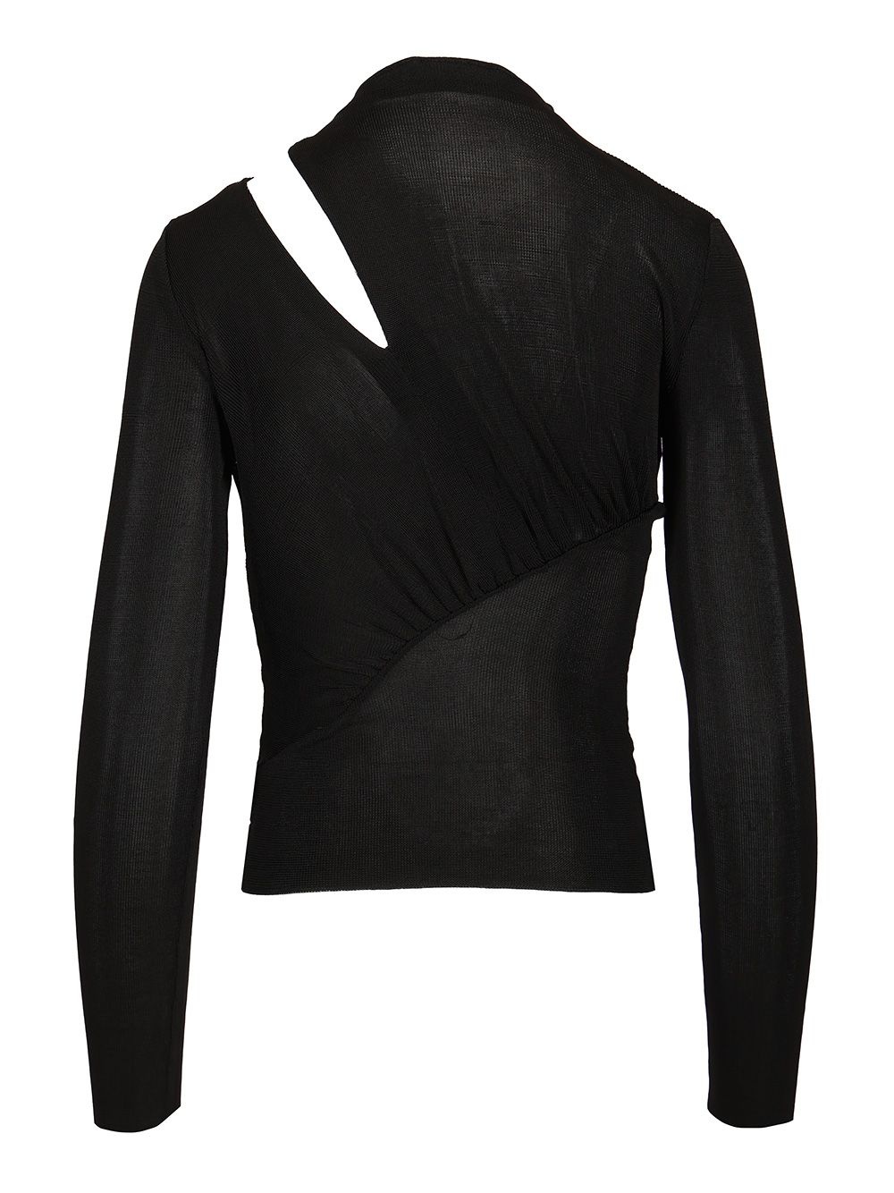 Black Cut Out Viscose Knit Top Tops Black - 2