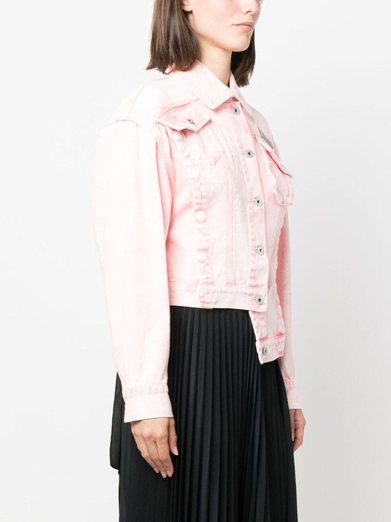 logo-plaque asymmetric denim jacket 3