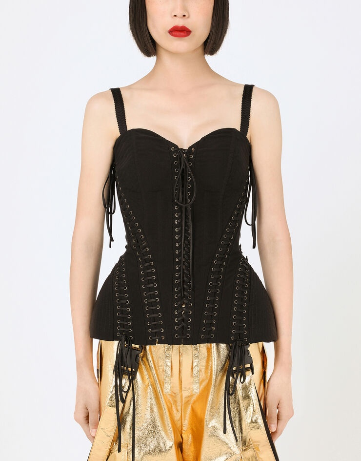 Stretch knit bustier with laces - 1