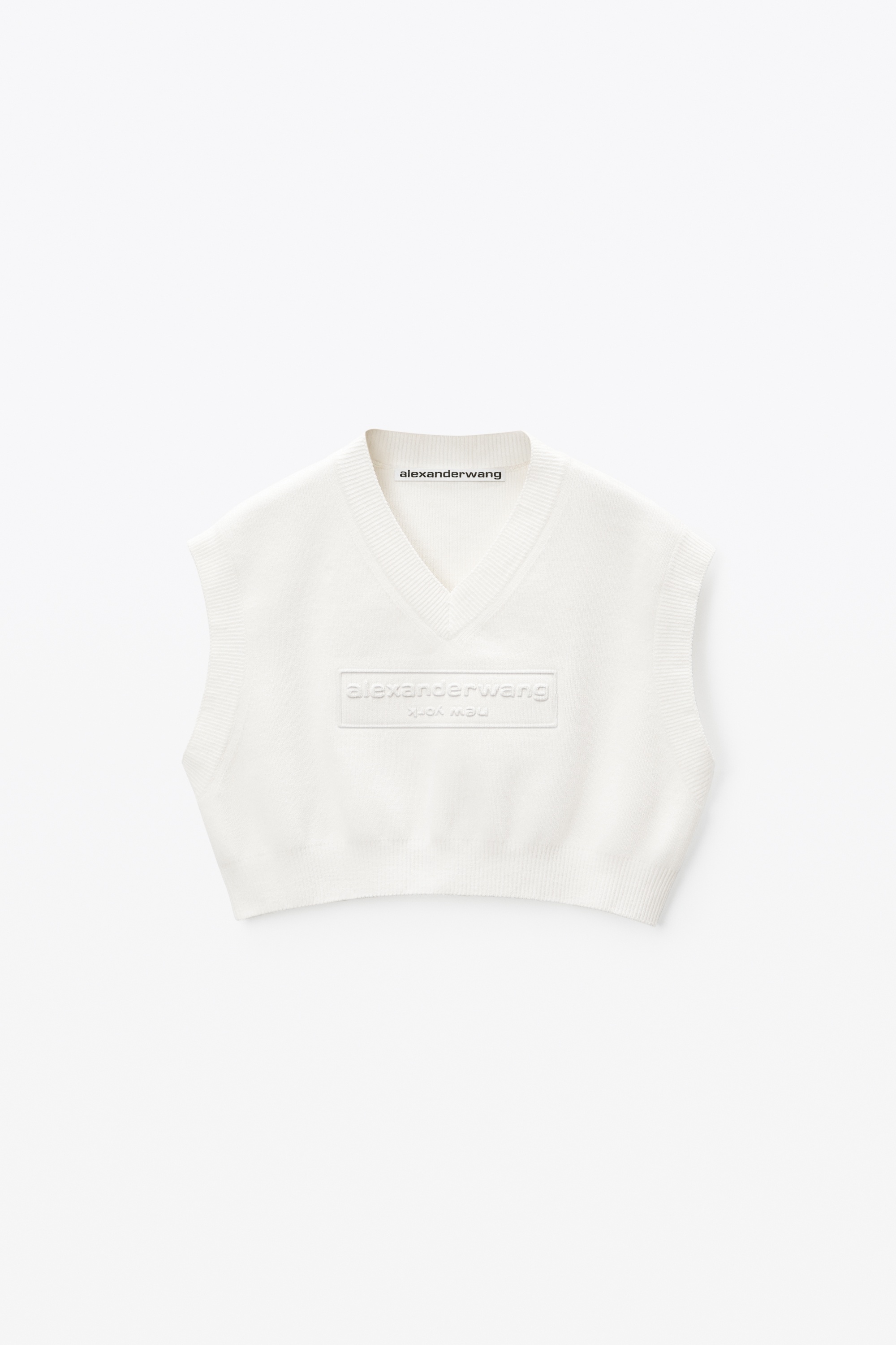 Logo Embossed Cropped Vest in Soft Chenille - 1