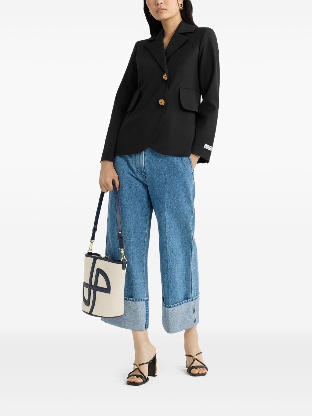 belted twill blazer - 2