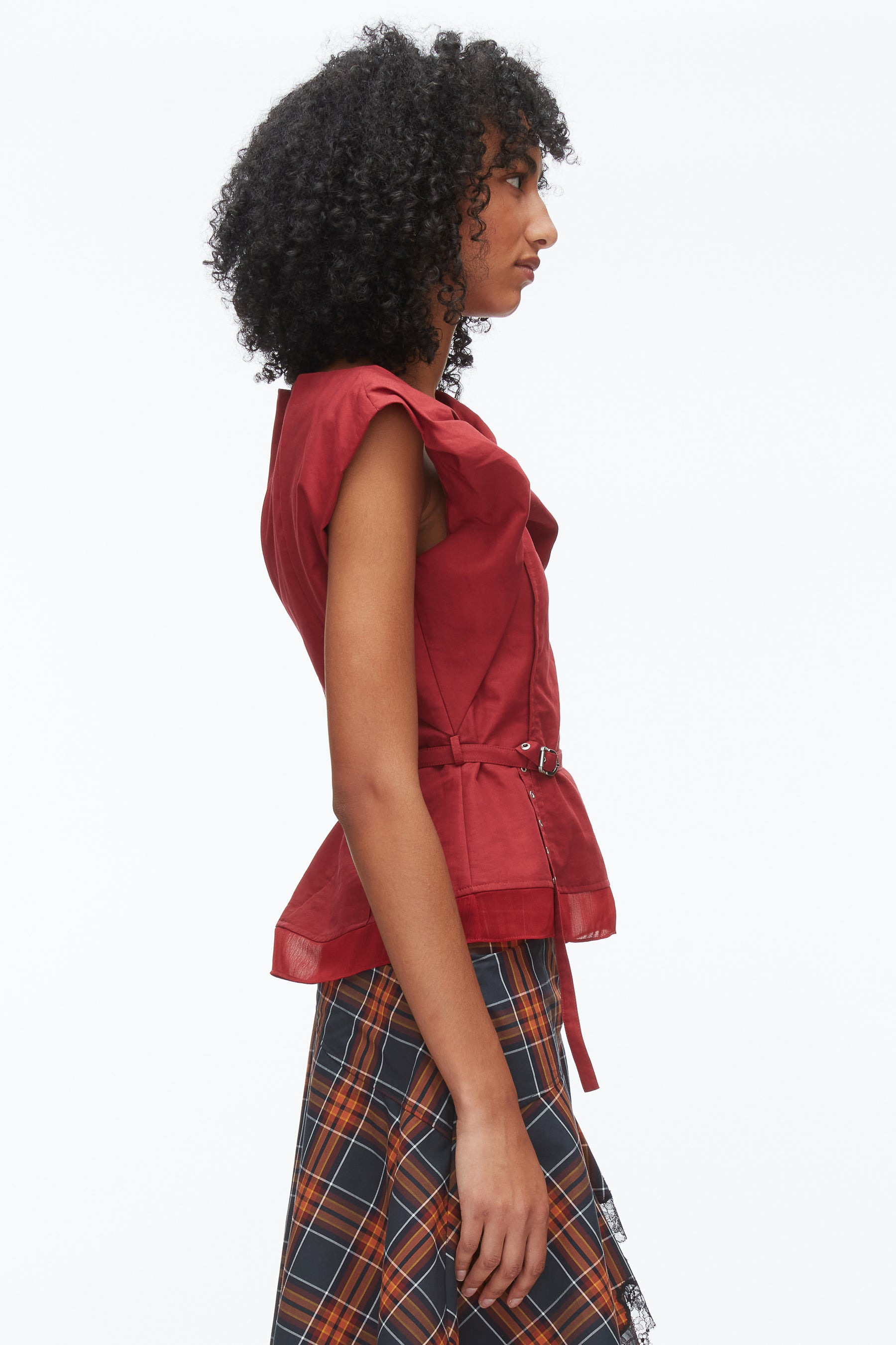 Draped Bow Belted Shell Top - 4