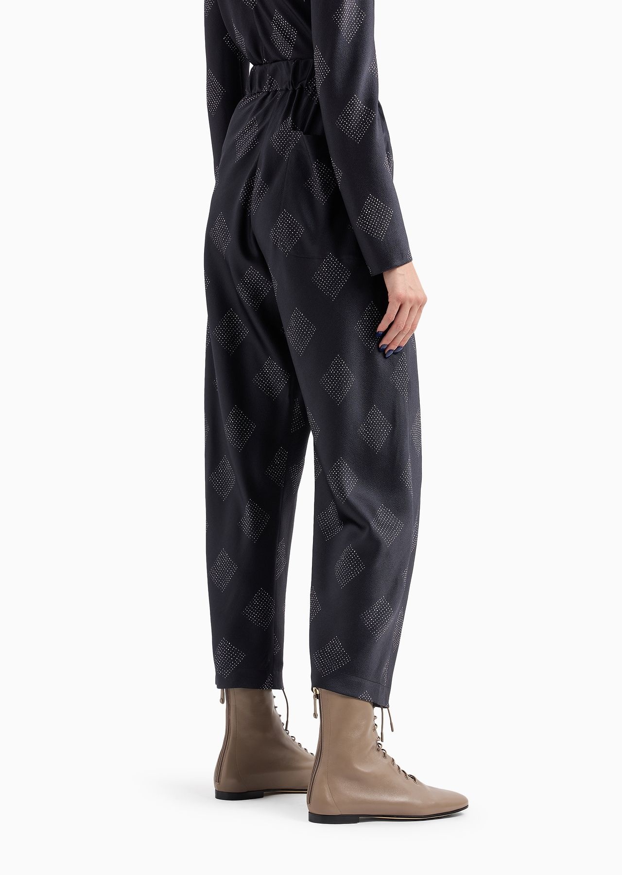Geometric print silk crépon trousers - 3