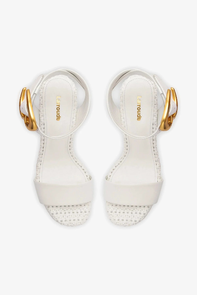 Dolly Verona Sandal In White Leather and White Raffia 7