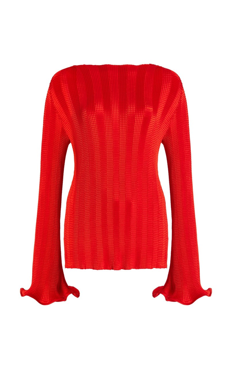 Carys Crinkled Satin Top red - 1