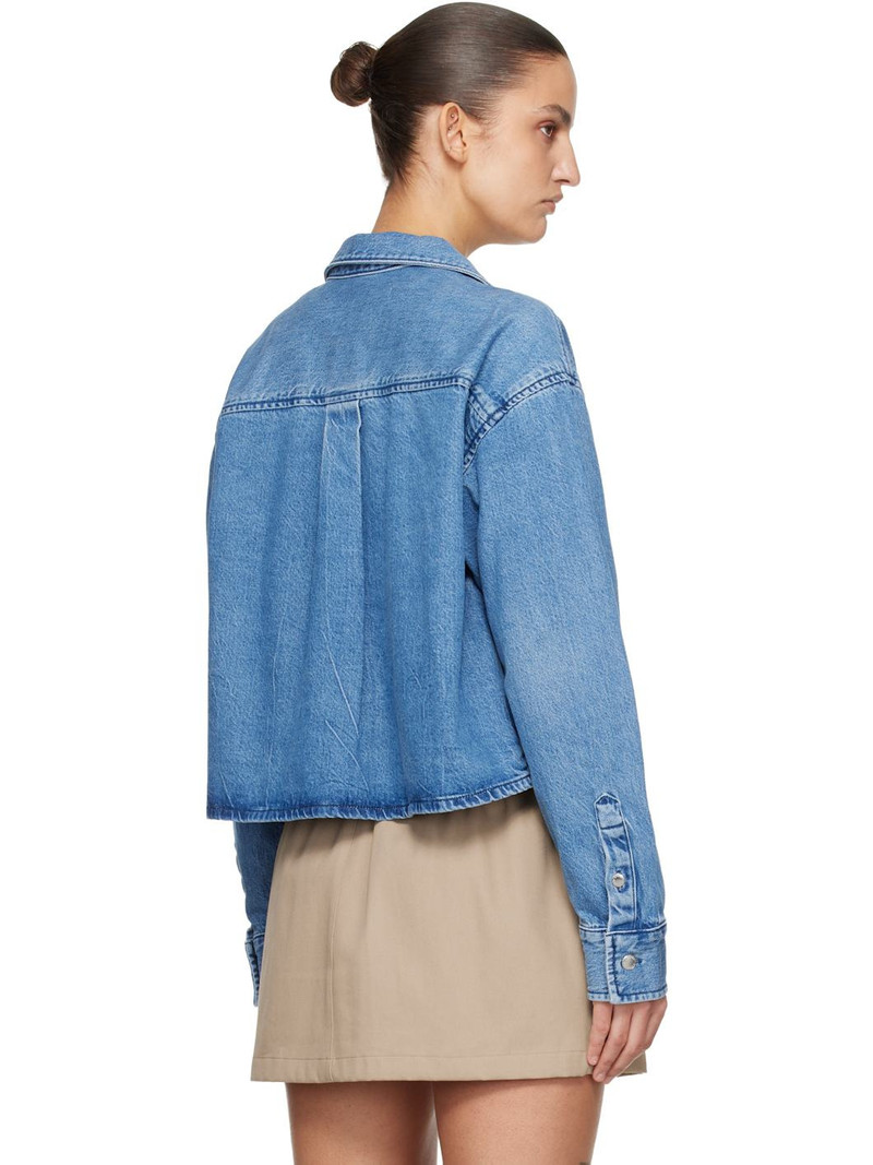 Blue Cropped Long Sleeve Denim Shirt 3
