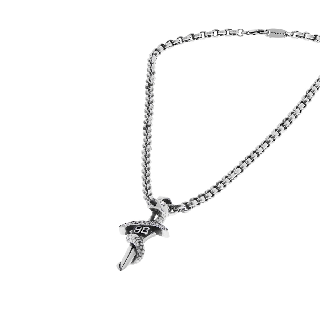 Goth Snake Necklace  in Antique Silver - 3