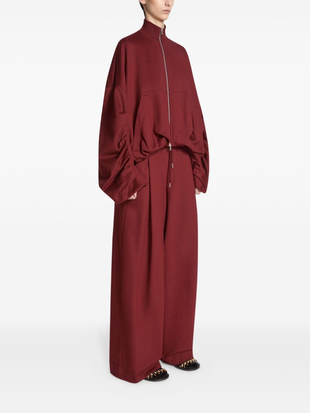 pleated drawstring track pants - 3