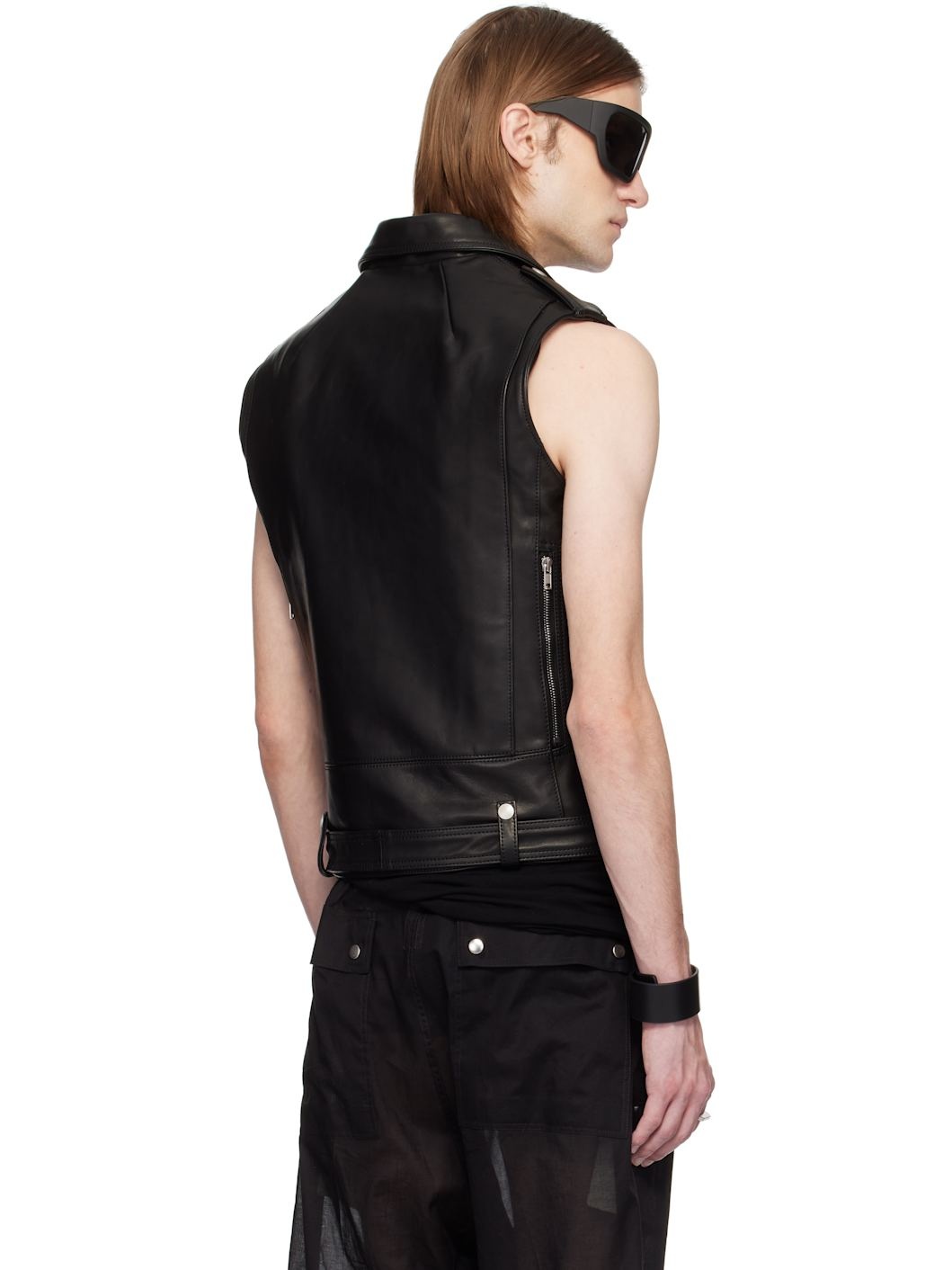 Black Hollywood SL Bauhaus Stooges Leather Vest - 3
