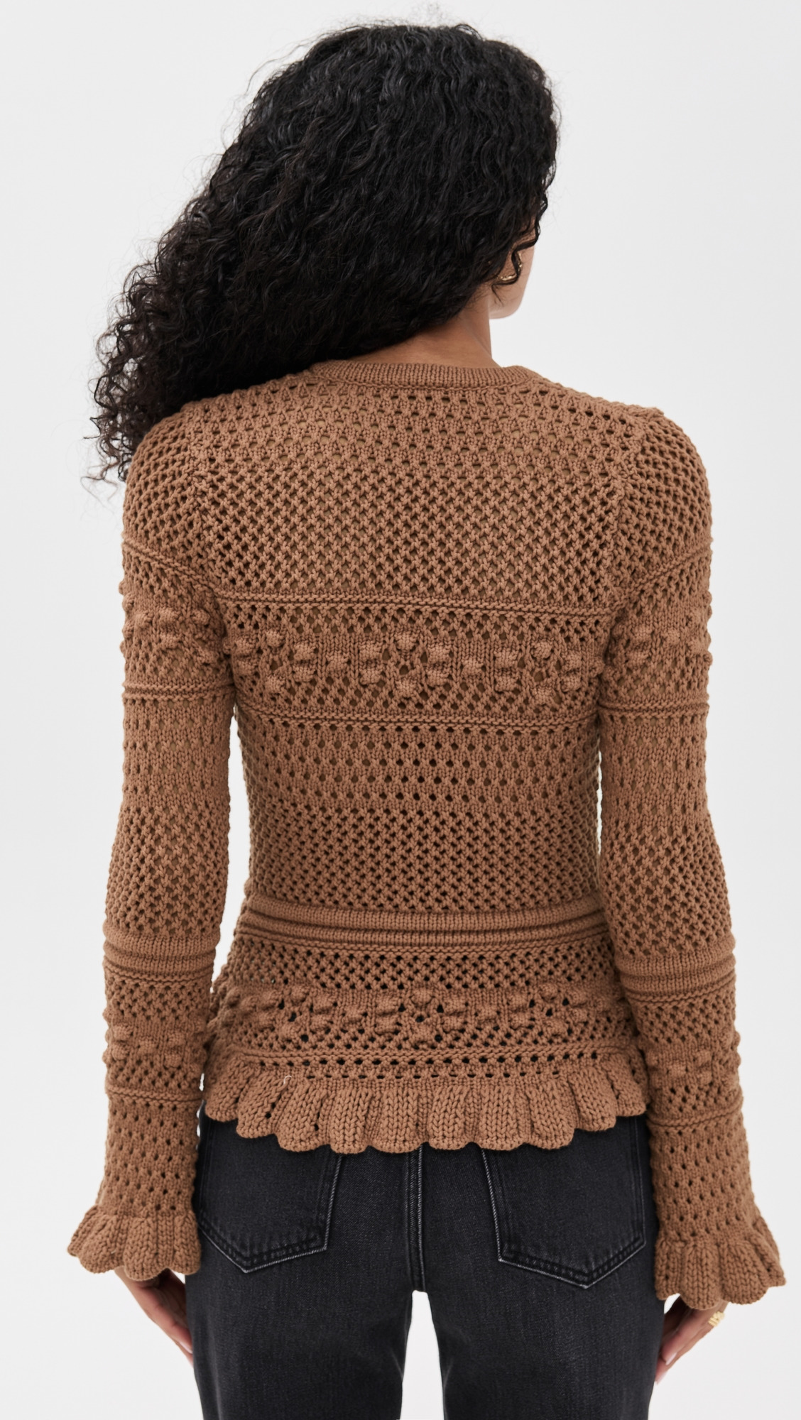 Kiva Open Stitch Ruffle Cardigan - 2