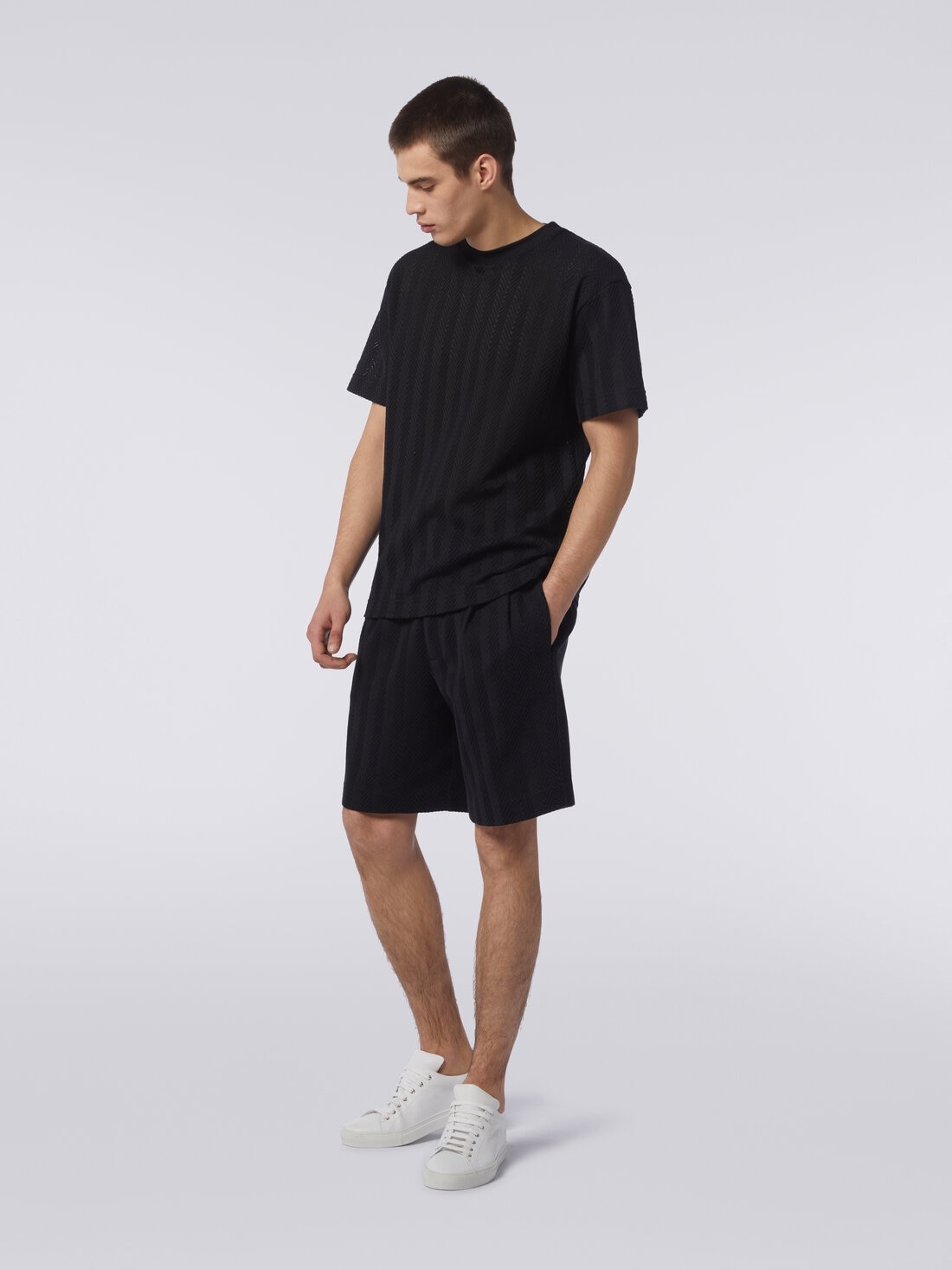 Shorts in zigzag viscose and cotton - 3