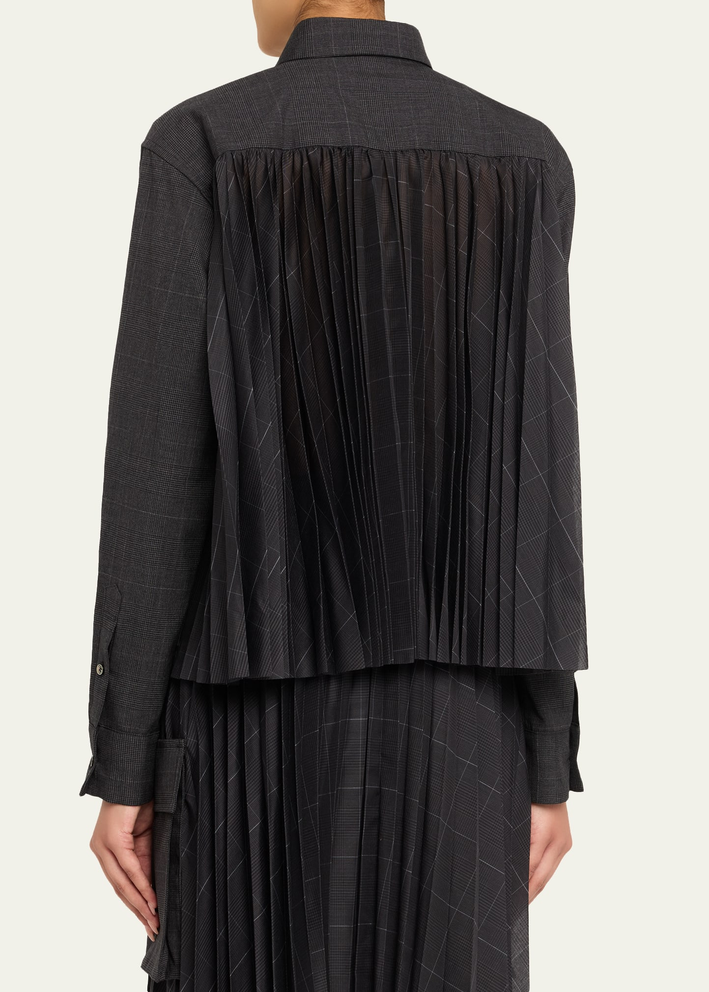 Glen Check Pleated Collared Shirt - 3