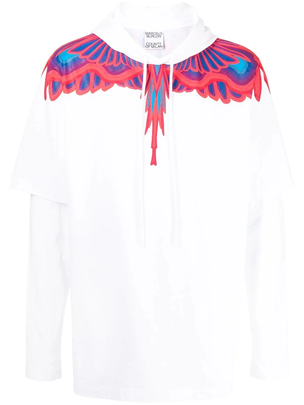 feather-print layered hoodie - 1