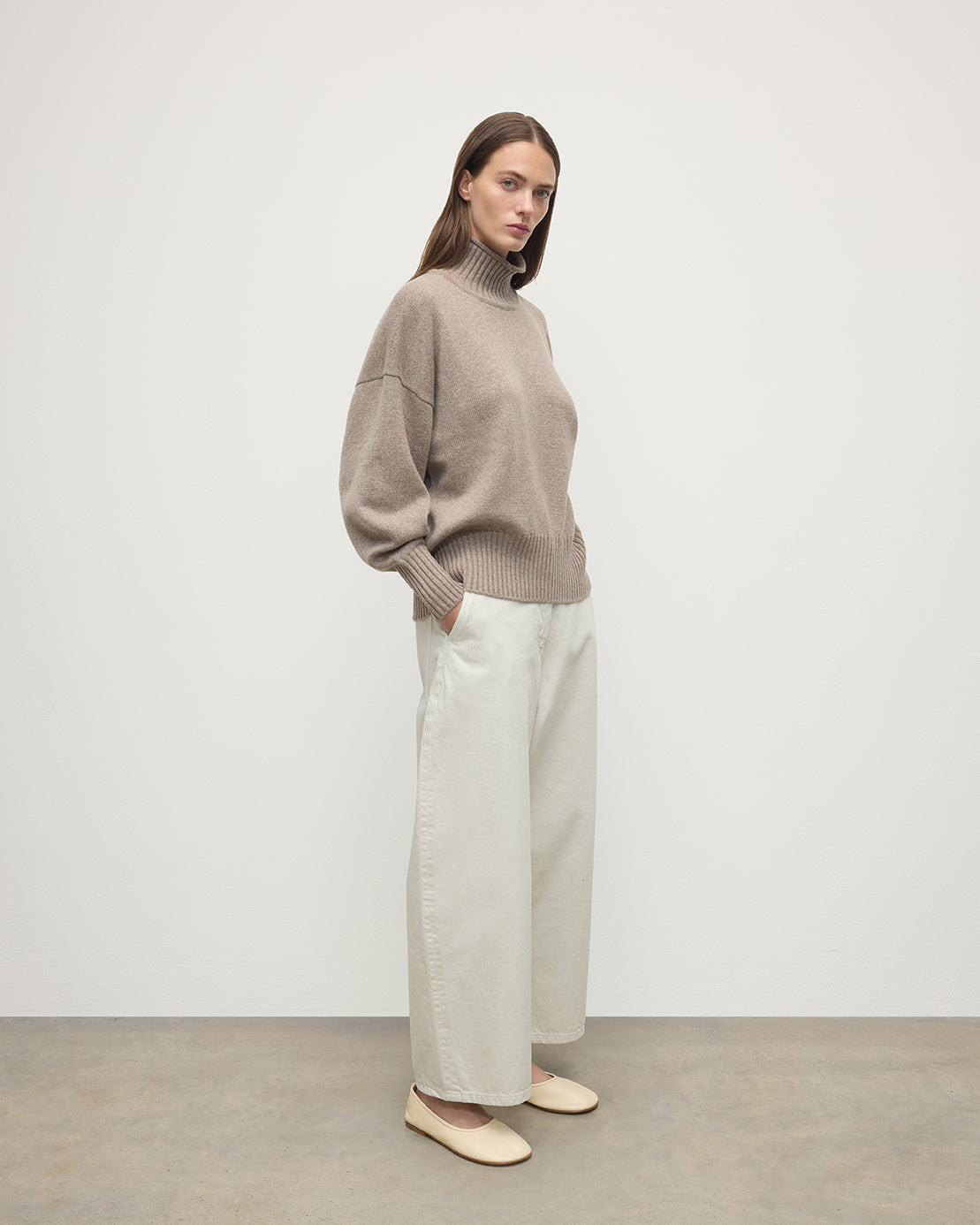 High Neck Brown Cashmere Jumper - 3