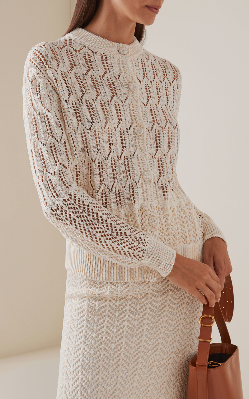 Jil Sander Cotton Crochet Cardigan ivory outlook