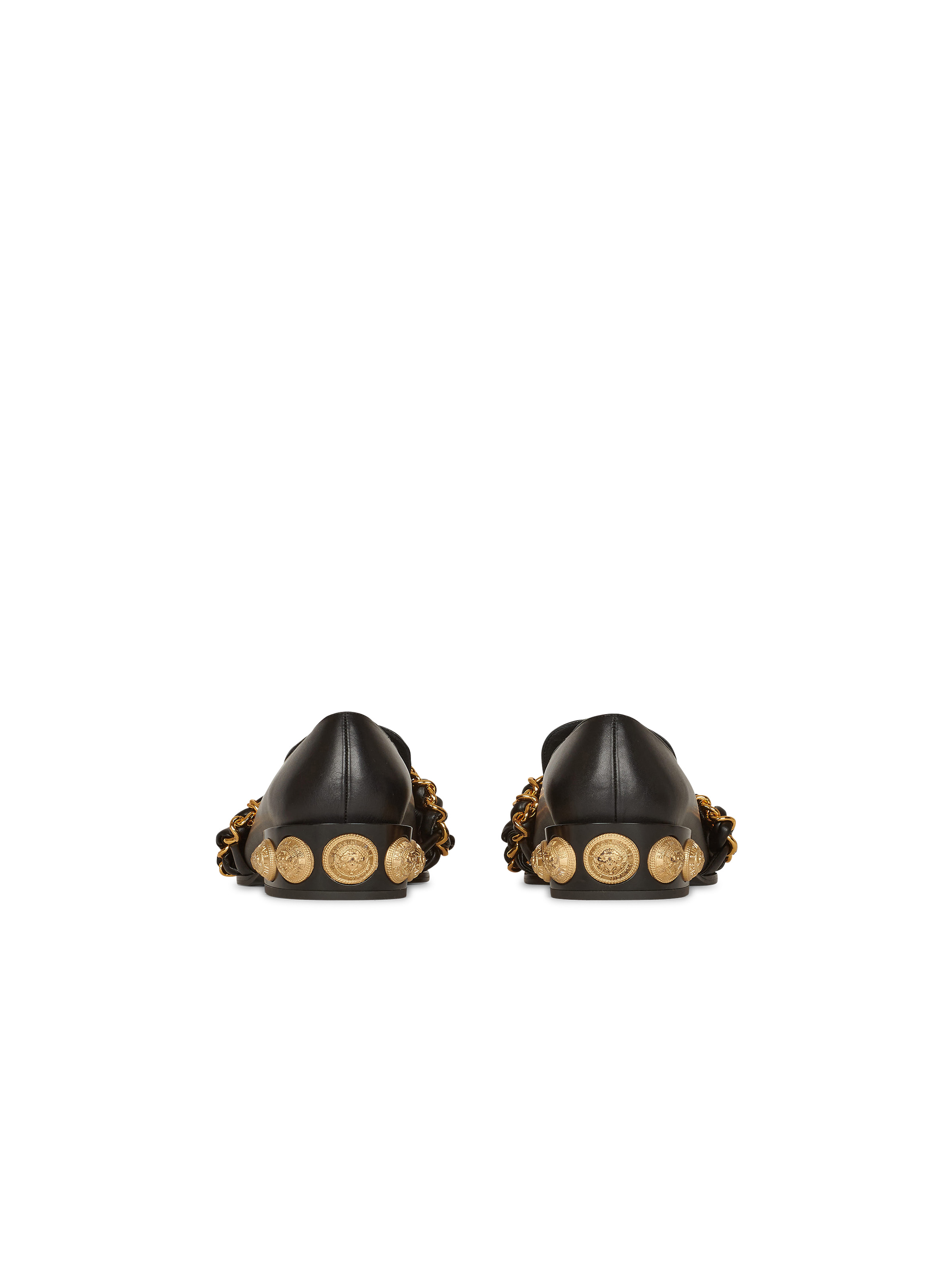 Leather Coin loafers with gold-tone chains - 4