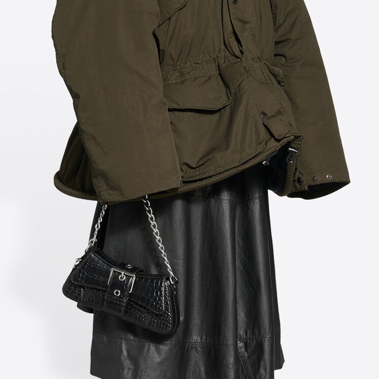 (WMNS) Balenciaga Lindsay Small Crocodile Embossed Shoulder Bag 'Black' 701141210C91000 - 7
