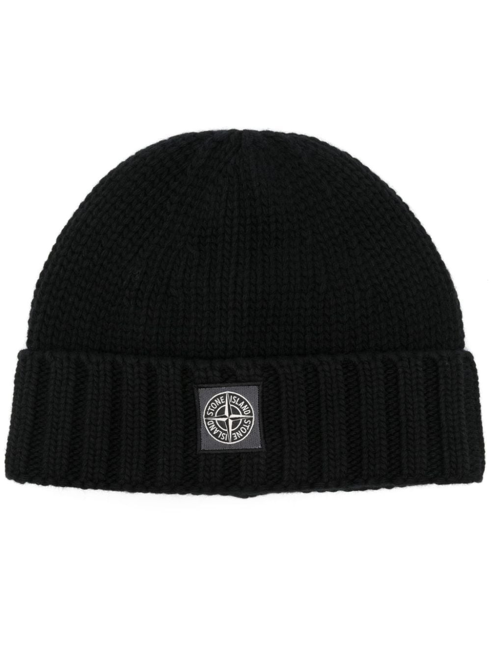 Compass-patch wool beanie - 1