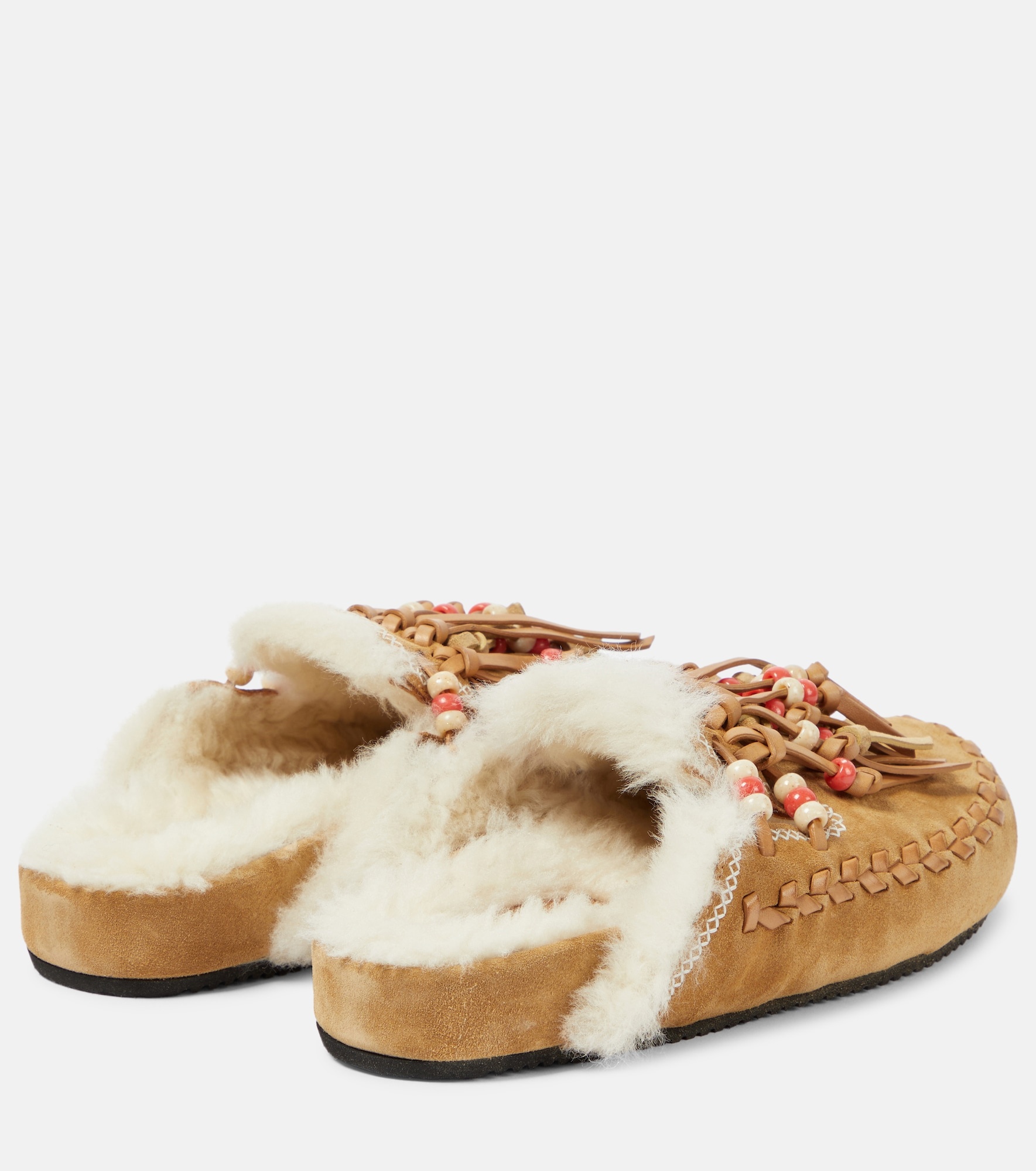 Journey faux fur-trimmed suede mules - 3