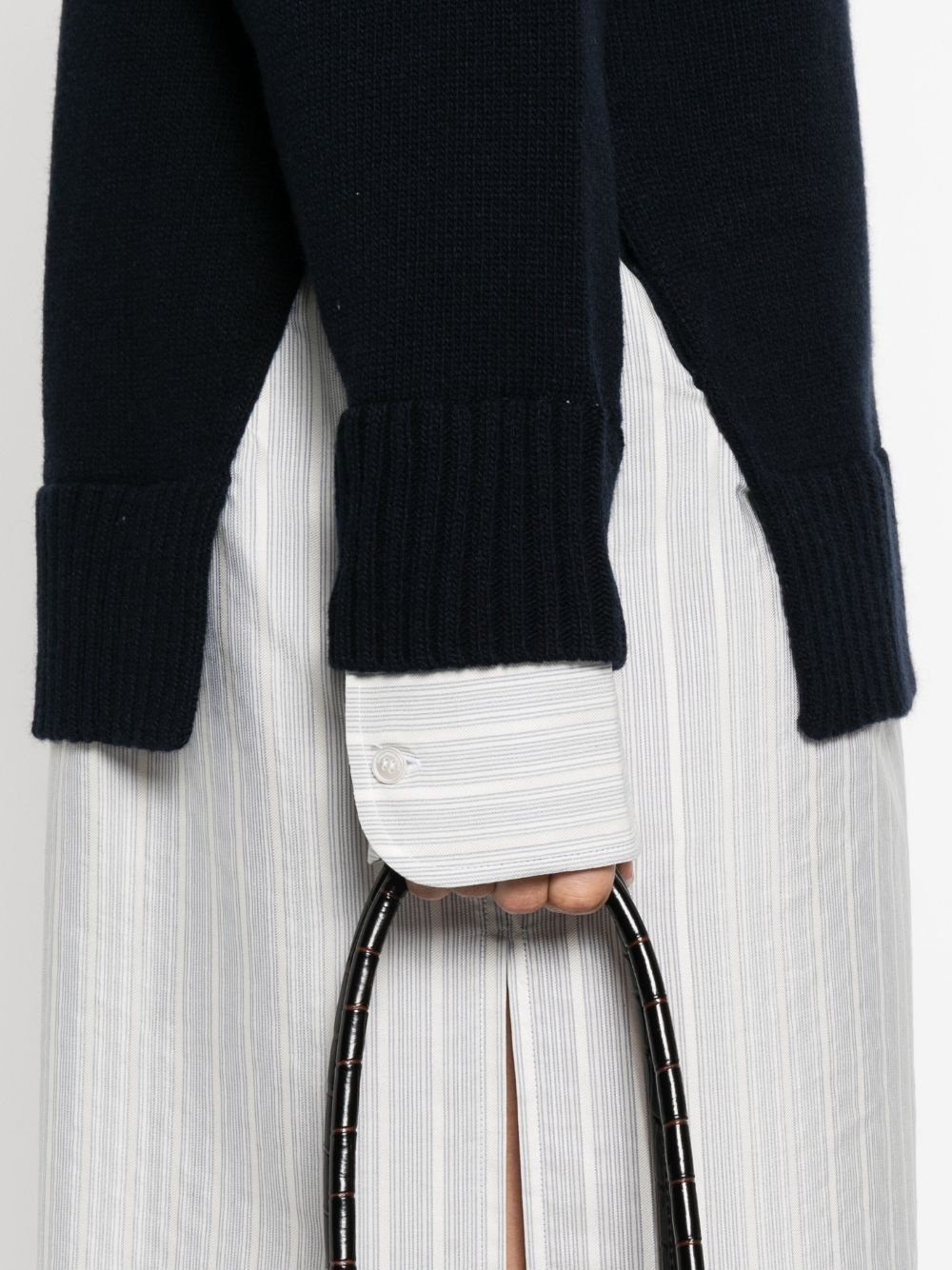 crew-neck sweater shirt midi dress - 5